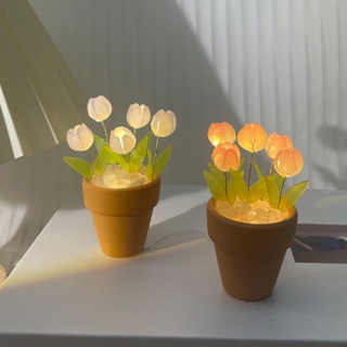 ชุดโคมไฟ Led รูปดอกทิวลิปน่ารัก ขนาดเล็ก สําหรับตกแต่งบ้าน ของขวัญวันเกิด