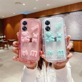 2023 New Casing เคส OPPO Reno8 8 T 8 Z Reno7 7Z Find X5 Pro 5G 4G Phone Case Hot Simple Cute Cartoon Fashion 3D Bear Rabbit  All Inclusive Silicone Soft Back Cover เคสโทรศัพท