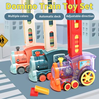 รถไฟตั้งโดมิโน่อัตโนมัติ รถของเล่น รถไฟของเล่น 60pcs Dominoes Set Train Toy