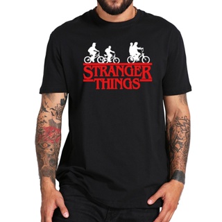【Hot】100% Cotton Comfortable Fit Men tshirts Stranger Things Show Third Seasarrival Funny Interesting Tee for Men