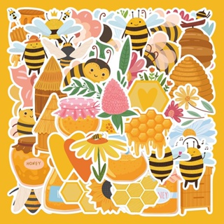 สติกเกอร์ ลายการ์ตูนผึ้งน่ารัก กันน้ํา สําหรับตกแต่งแล็ปท็อป หมวกกันน็อค สเก็ตบอร์ด DIY จํานวน 50 ชิ้น