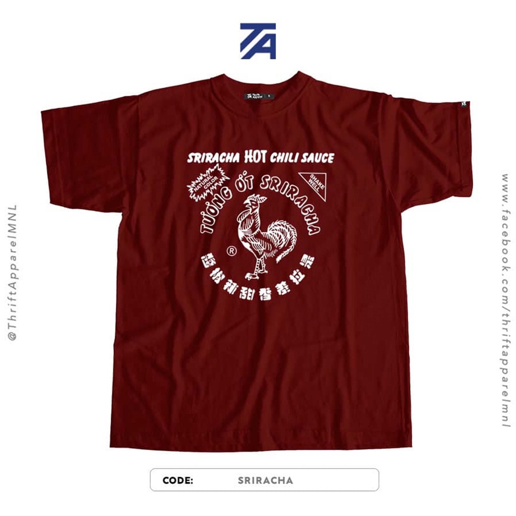 top-ct-เสื้อยืด-sriracha-hot-chili-sauce-thrift-apparel-t-shirt