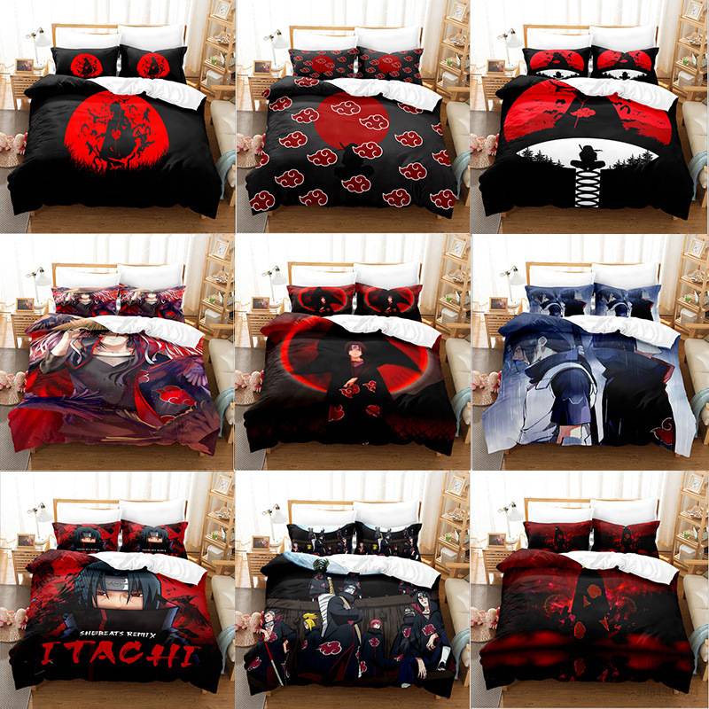 ชุดเครื่องนอน-ผ้านวม-ลายการ์ตูนนารูโตะ-akatsuki-uchiha-itachi-แบบสร้างสรรค์-สองขนาด