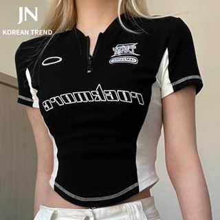 JN Studio   เสื้อยืด ครอป เสื้อยืดผู้หญิง สไตล์เกาหลี  High quality Chic คุณภาพสูง Unique A29J19H 36Z230909