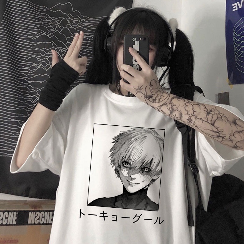 สปอตสินค้า-เสื้อยืดผู้ชายผู้หญิงการ์ตูนอะนิเมะร้อนโตเกียวปอบ-kaneki-ken-กราฟิกแฟชั่น-unisex-tshirt-ฤดูร้อน