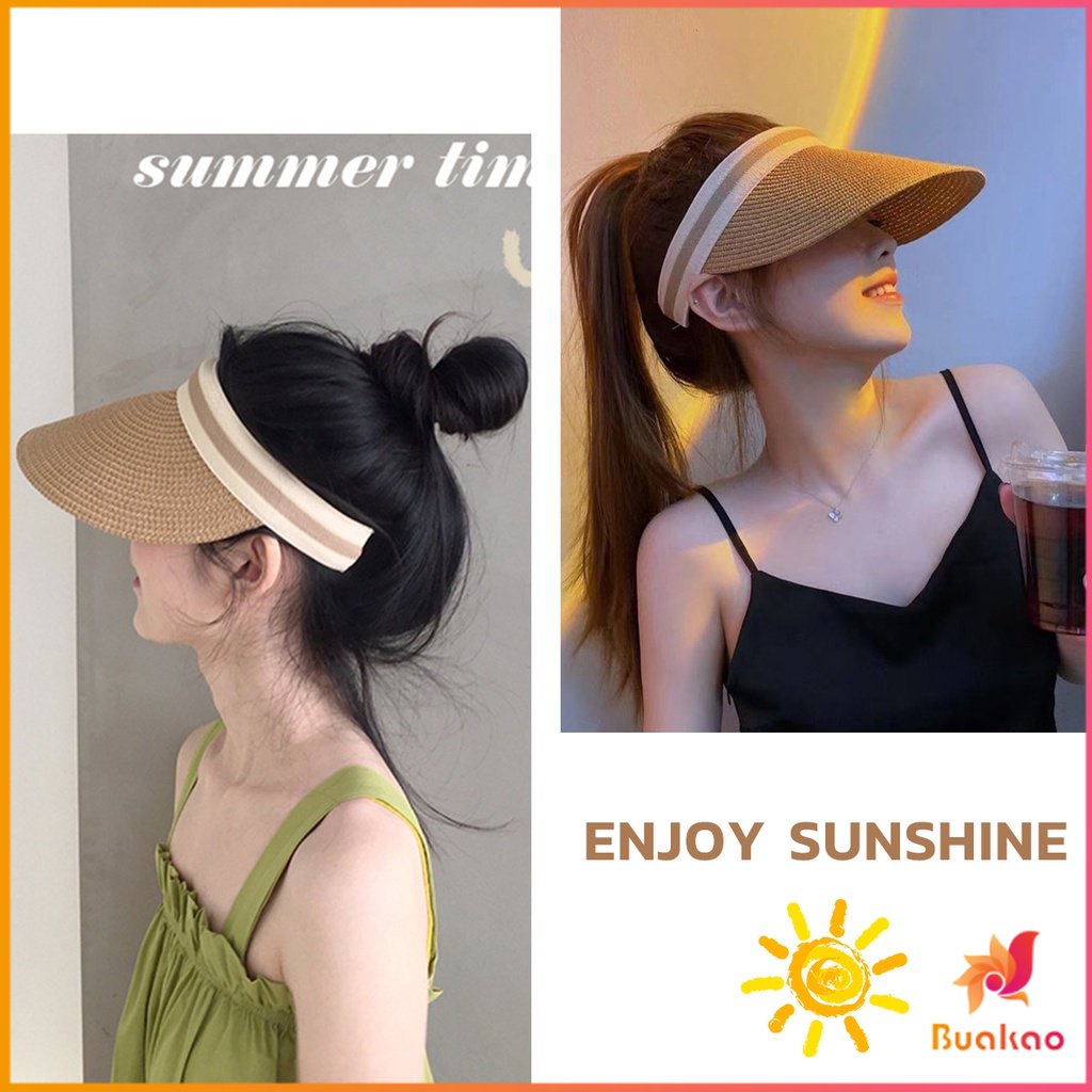 buakao-หมวก-สานครึ่งหัว-หมวกสานกันแดด-สไตล์เกาหลี-sun-hat