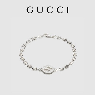 [พร้อมส่ง] Gucci GUCCI สร้อยข้อมือเงิน แบบเชื่อมต่อกัน