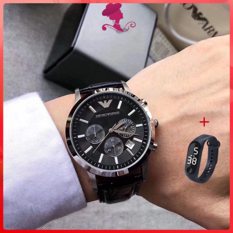 emporio-armani-watch-นาฬิกาผู้ชาย-นาฬิกาผู้ชายคลาสสิก-มัลติฟังก์ชั่นโครโนกราฟ-นาฬิกาหนัง-62755