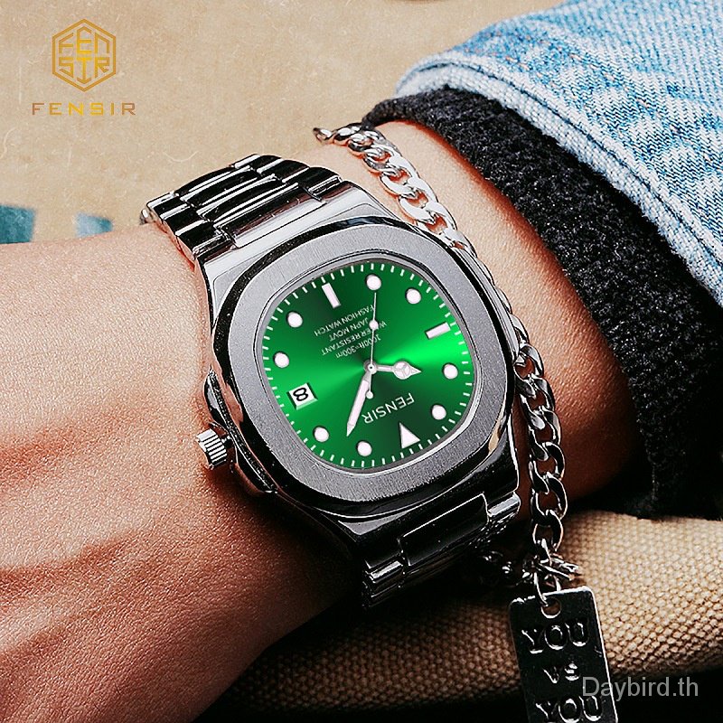 fensir-brand-watch-2030-นาฬิกาข้อมือลําลอง-สายเข็มขัดเหล็ก-เรืองแสง-ไล่โทนสี-สไตล์เรโทร-สําหรับผู้ชาย