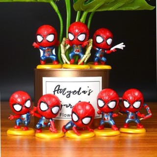 โมเดลตุ๊กตา Marvel Avengers Alliance Q Edition Spider Man Shakes His Head Spider Man แฮนด์เมด สําหรับตกแต่งรถยนต์