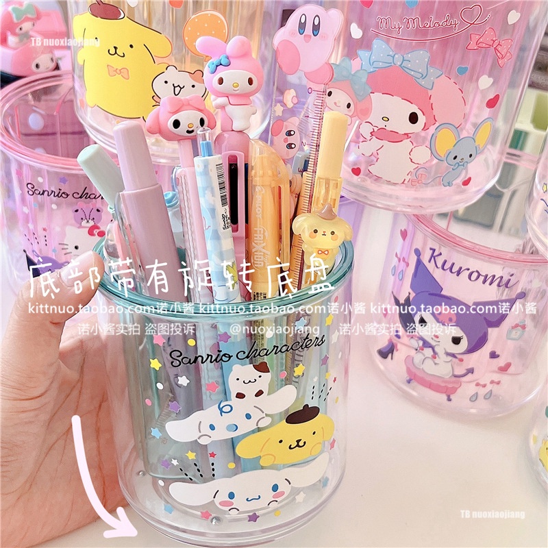 sanrio-kuromi-cinnamoroll-melody-กล่องเก็บแปรงแต่งหน้า-เครื่องสําอาง-ปากกา-เครื่องเขียน-อเนกประสงค์-หมุนได้-ความจุขนาดใหญ่