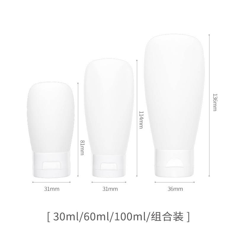 ขวดบีบครีมอาบน้ํา-เจลอาบน้ํา-โลชั่น-หนังกลับ-ขนาด-30-มล-60-มล-100-มล-สีขาว-สําหรับเดินทาง-3-ชิ้น