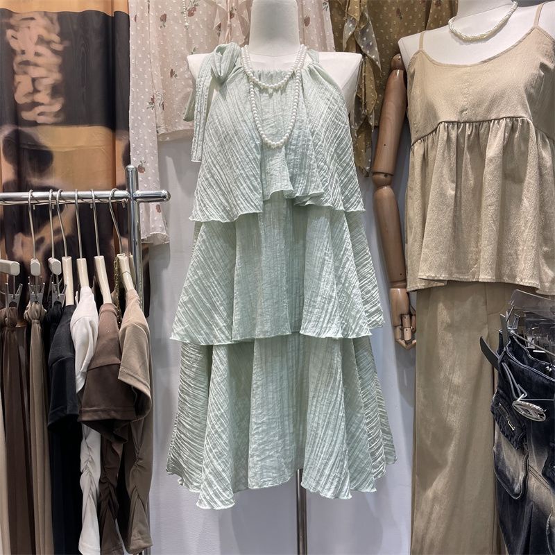 gentle-style-strap-hanging-neck-dress-womens-summer-new-french-style-sweet-elegant-loose-little-cake-skirt