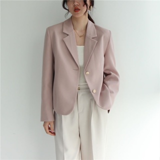 เสื้อสูท สีทึบ💕 สไตล์เรียบง่าย เสื้อสูทผู้หญิง สไตล์เกาหลี , 4 สีให้เลือก, ผ้านุ่ม ใส่ทำงานได้ค่ะ🎆S-L