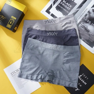 กางเกงชั้นใน ผ้าถัก แบบนิ่ม ระบายอากาศ ป้องกันแบคทีเรีย สวมใส่สบาย สําหรับผู้ชาย จํานวน 3 ชิ้น ต่อชุด