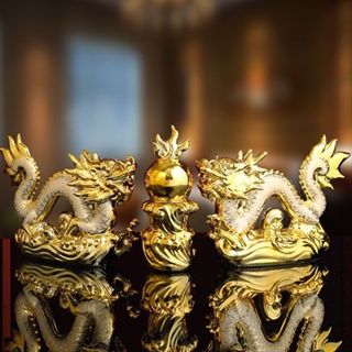 ประติมากรรมมังกรทอง สร้างสรรค์ สไตล์จีน สําหรับตกแต่งบ้าน ออฟฟิศ ห้องนอน ห้องนั่งเล่น