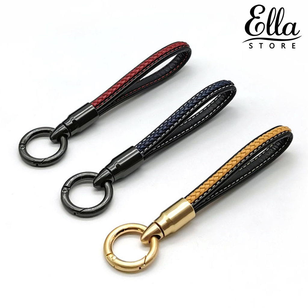 ellastore123-พวงกุญแจรถยนต์-สายหนังเทียม-แบบพกพา-กันหาย-หรูหรา-สําหรับผู้ชาย-และผู้หญิง