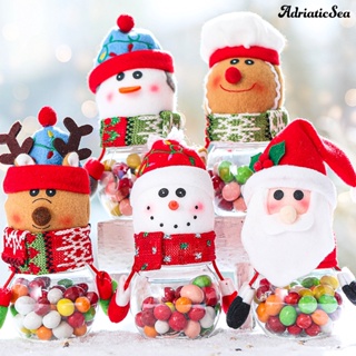 [COD]☃ขวดโหลพลาสติกใส ลายซานต้า กวาง สโนว์แมน สําหรับใส่ขนมหวาน ลูกอม ของขวัญคริสต์มาส
