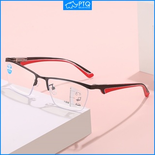 แว่นตาอ่านหนังสือ โลหะ ป้องกันแสงสีฟ้า โฟกัสได้หลายแบบ PTQ