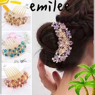 Emilee เครื่องประดับผม สวยหรู ผ้าโพกศีรษะ เจ้าสาว กิ๊บติดผม ส้อมผม