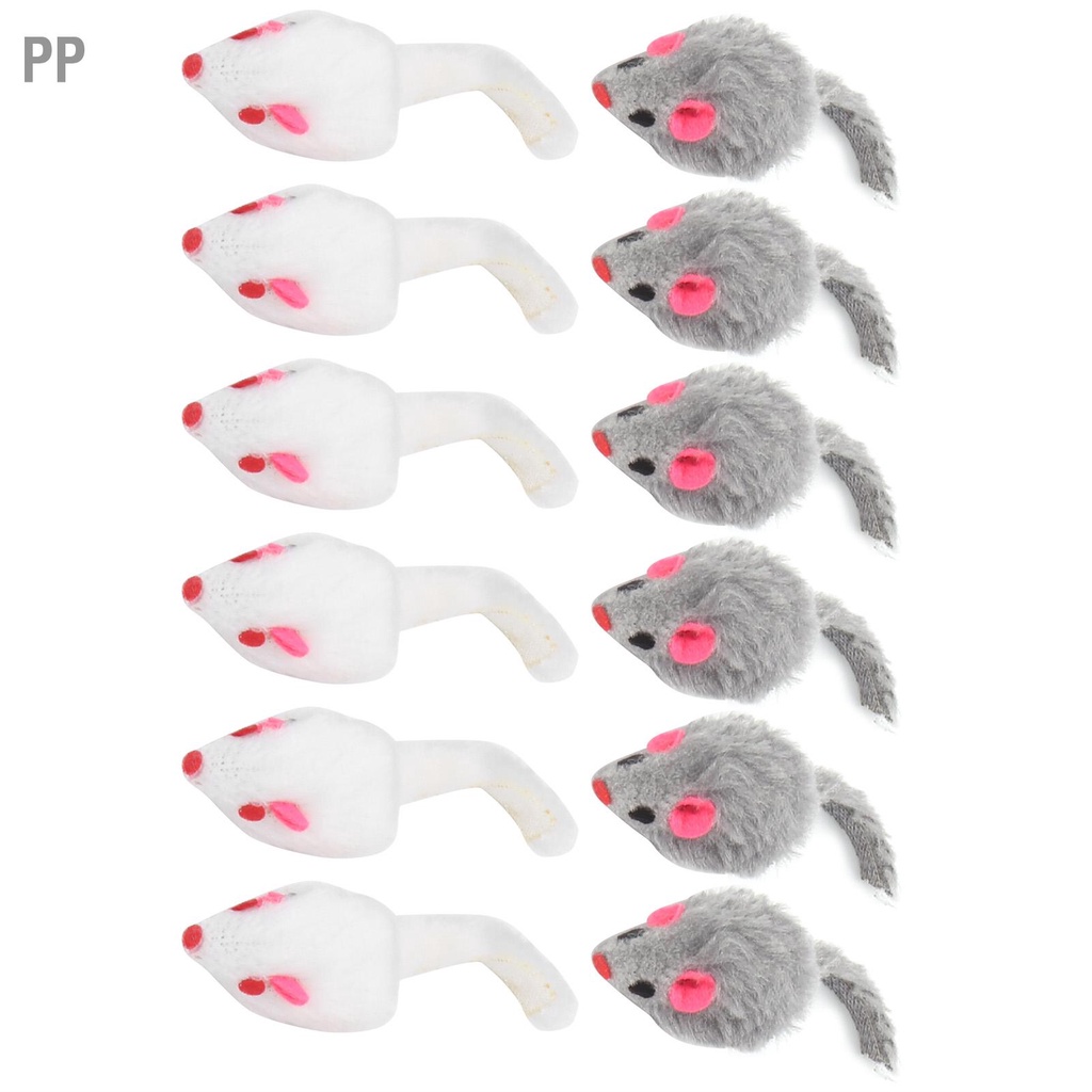 pp-12-pack-cat-mouse-toy-furry-interactive-play-สำหรับแมวในร่มและลูกแมว