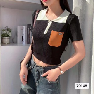 เสื้อแขนสั้น คอปก แบบเปิดครึ่งหนึ่ง สไตล์เกาหลี แฟชั่นฤดูร้อน สําหรับผู้หญิง WTMW