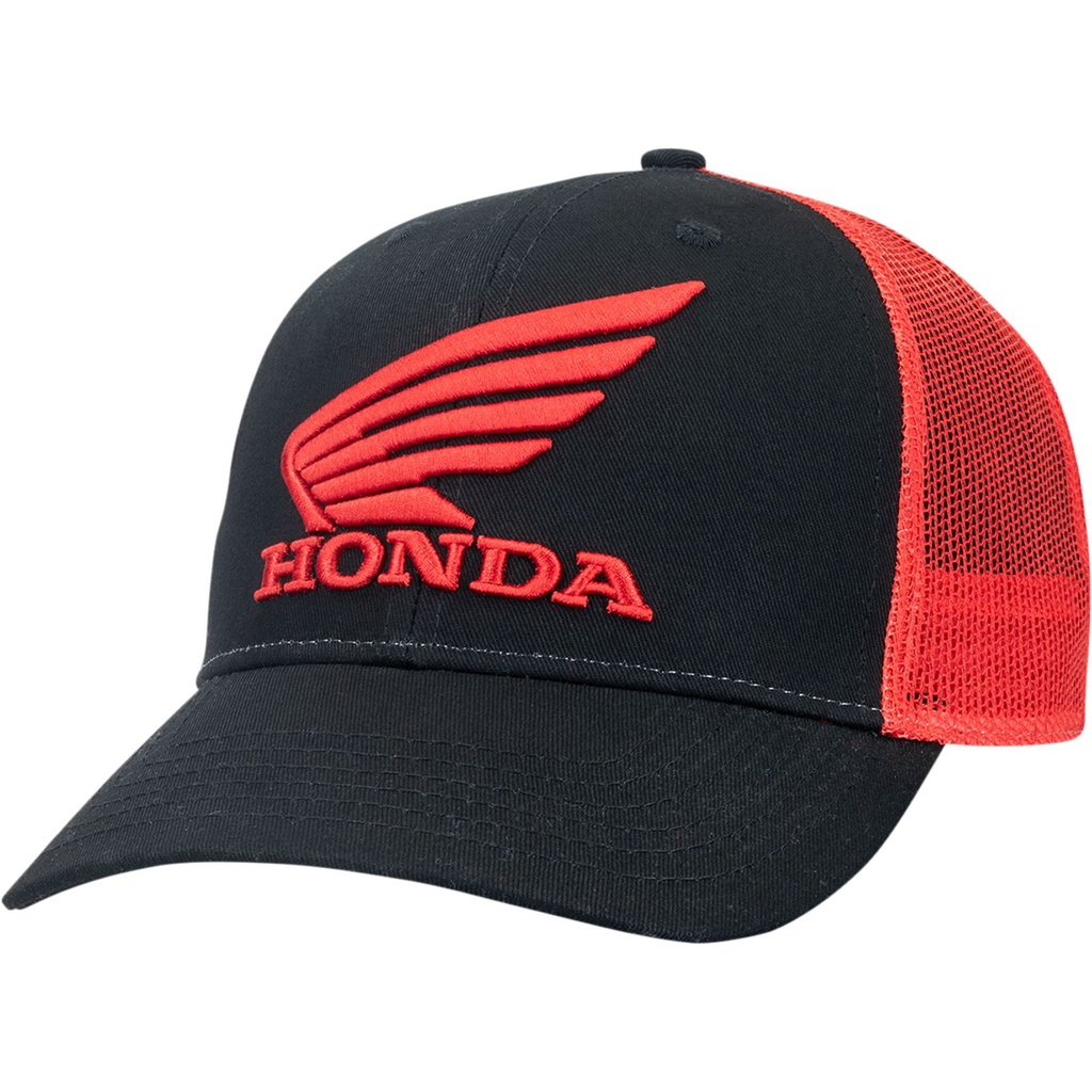 หมวกแก๊ป-ลายโลโก้-honda-สีดํา-สีแดง-สไตล์คลาสสิก
