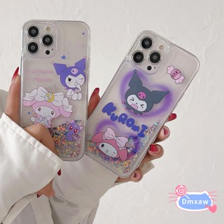 เคสโทรศัพท์มือถือแบบนิ่ม มีทรายไหล แต่งกลิตเตอร์ ลายการ์ตูน Kuromi สีชมพู ระยิบระยับ สําหรับ Vivo V27 Pro V27E V25 V23 Pro V23E Y75 Y77 Y77E 5G Y76 Y74S Y76S Y73S Y70S Y51S