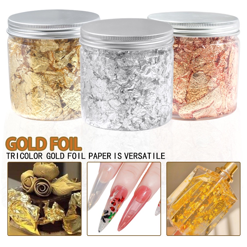 3g Imitation Gold Sliver Copper Foil Sequins Glitters Craft Leaf Flake  Sheets Bulk Foil Paper For Gilding DIY Nail Art Decor