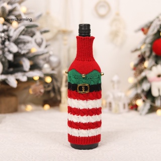 Overcharming ปลอกหุ้มขวดไวน์ แฮนด์เมด ลายคริสต์มาส ซานตาคลอส เอลฟ์ สําหรับเทศกาลแชมเปญ เบียร์ แชมเปญ