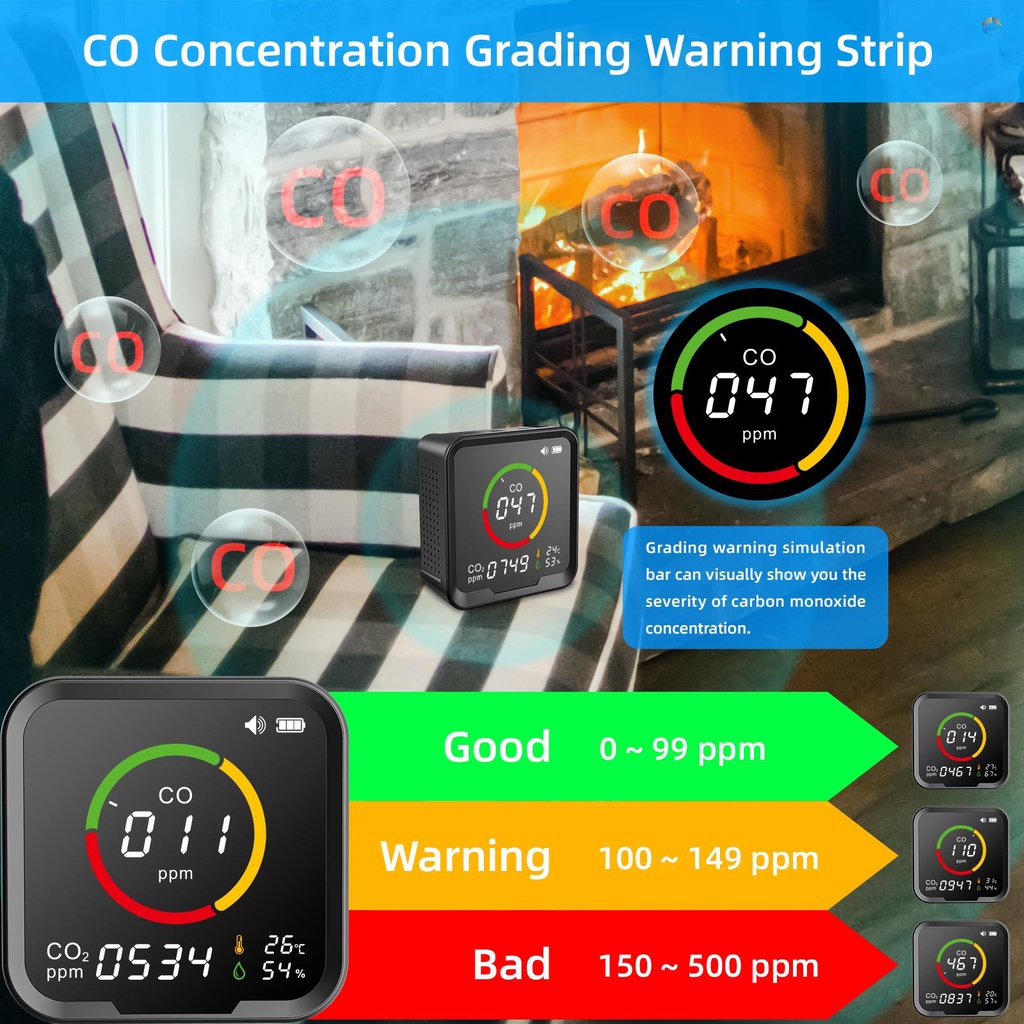 fash-pth-9e-เครื่องตรวจจับอุณหภูมิ-ความชื้น-และอากาศ-อัจฉริยะ-wifi-co-co2-แบบพกพา