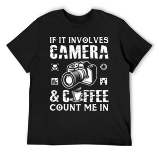 [S-5XL]เสื้อยืดคอกลม แขนสั้น ผ้าฝ้าย พิมพ์ลาย I Love Camera And Coffee สําหรับผู้ชาย