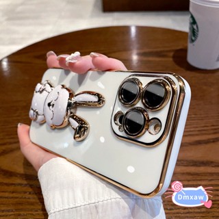 เคสโทรศัพท์มือถือ ลายกระต่ายน่ารัก 3D พร้อมขาตั้ง สําหรับ Vivo Y35+ Y27 V29 Lite V27 Pro V27E X90 Pro Plus 5G Y02 Y02T Y02A Y78+