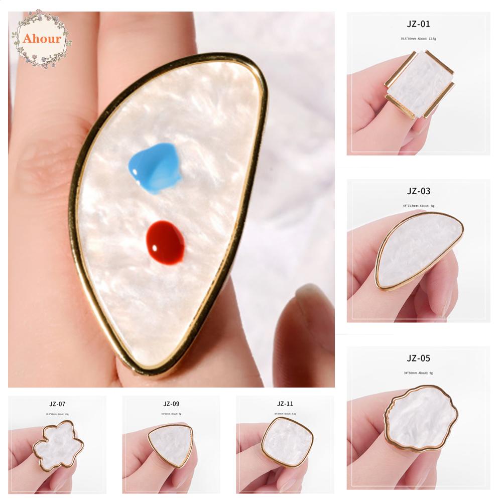 ahour-diy-nail-art-tool-natural-resin-color-mixing-palette-manicure-tool-finger-ring-plate-professional-imitation-agate-stone-showing-shelf-nail-polish-drawing-holder