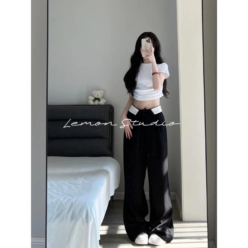 lemon-studio-กางเกง-กางเกงเอวสูงขากระบอก-เกาหลี-ใส่สบาย-ทรงกระบอก-กางเกงขายาวผู้หญิงเอวสูง-tjl008