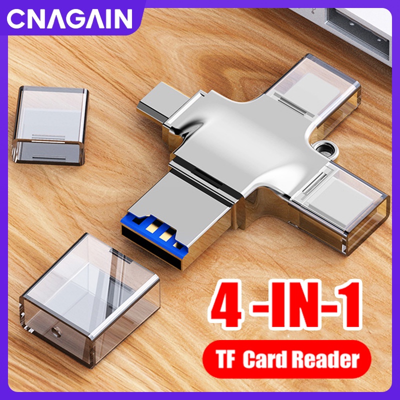 cnagain-4-in-1-อะแดปเตอร์การ์ดรีดเดอร์-usb-3-0-เป็น-type-c-micro-tf-otg-เชื่อมต่อ-usb-สําหรับ-iphone-xiaomi