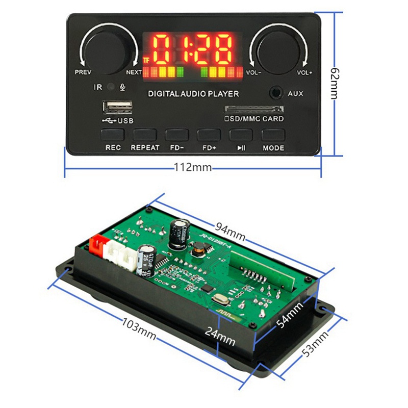 บอร์ดถอดรหัส-mp3-wma-บลูทูธไร้สาย-5-0-7v-25v-เครื่องเล่น-mp3-วิทยุ-fm-aux-สําหรับลําโพงรถยนต์