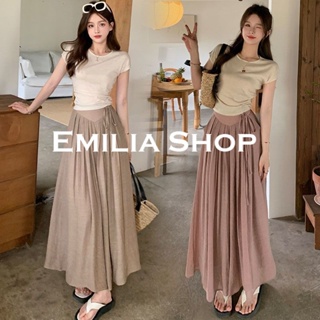EMILIA SHOP กางเกงขายาว กางเกงเอวสูง ผู้หญิงสไตล์เกาหลี เสื้อผ้าแฟชั่นผู้หญิง 2023 ใหม่ A29L01K  0517