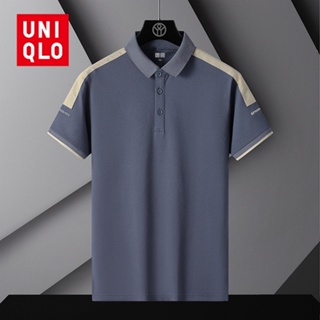 Uniqlo เสื้อโปโลแขนสั้นลําลอง ผ้าเรยอน แบบบาง แฟชั่นฤดูร้อน สไตล์นักธุรกิจ สําหรับผู้ชาย