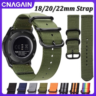 Cnagain สายนาฬิกาข้อมือไนล่อน ผ้าแคนวาส 18 มม. 20 มม. 22 มม. แบบเปลี่ยน สําหรับ Huawei watch GT Galaxy watch 3 4 5 Pro Amazfit Bip