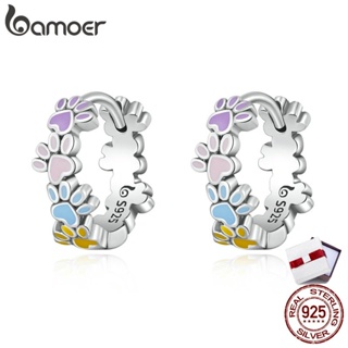 Bamoer sterling 925 silver Colorful cute paws earring fashion jewellery Gifts For Women BSE580