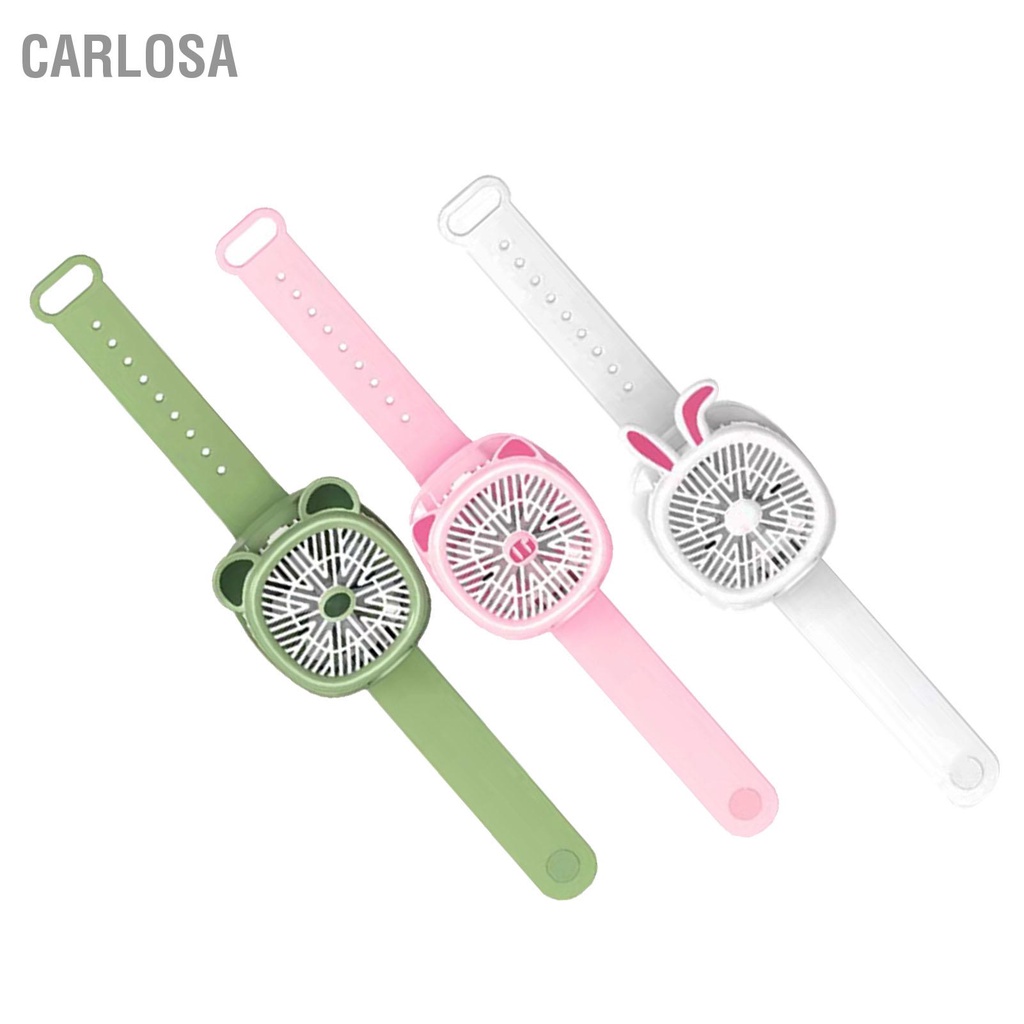 carlosa-นาฬิกาพัดลมขนาดเล็ก-usb-ชาร์จใหม่ได้-3-gear-สายรัดข้อมือแบบพกพาพัดลมมือถือพร้อมไฟ-led-หลากสีสัน