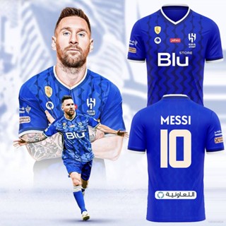 เสื้อยืดแขนสั้น ลายทีมชาติฟุตบอล Lionel Messi Jersey น่ารัก 2022-2023 Al Hilal Saudi เหมาะกับทุกเพศ