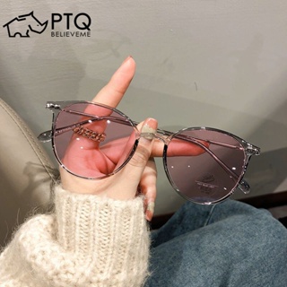 แว่นตาสายตาสั้น เลนส์โฟโตโครมิก เปลี่ยนสีโทน ยอดนิยม สไตล์เกาหลี สําหรับผู้หญิง PTQ