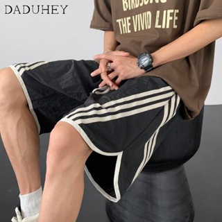 DaDuHey🔥 Mens and Womens Fashion All-Match Striped Casual Pants 2023 Summer Thin American Retro Sports Shorts