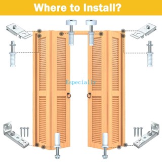Esp 2 ชุด ฮาร์ดแวร์ประตู แบบพับสองทบ รวมล้อไกด์ยึด ด้านบน ด้านล่าง
