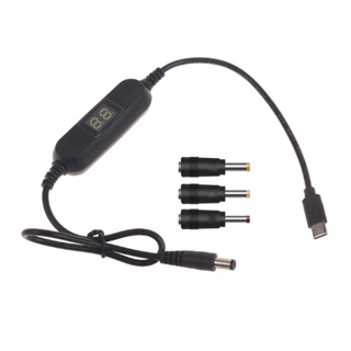 Ann สายเคเบิลแรงดันไฟฟ้า USB C 5V เป็น DC 1 2V-12V 2 5 มม. 3 5 มม. 4 0 มม. 5 5 มม. ปรับได้ พร้อมไฟ LED