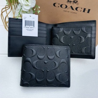 COMPACT ID WALLET F75371 กระเป๋าสตางค์ชาย COAC H สีดำ ลายซีนูนมีไส้