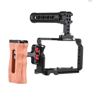 Andoer Camera Video Cage + Top Handle + Side Hand Grip Kit Aluminum Alloy Camera Video Cage with Cold Shoe Mounts Numerous 1/4 Inch Threads Replacement for  A7C Camera