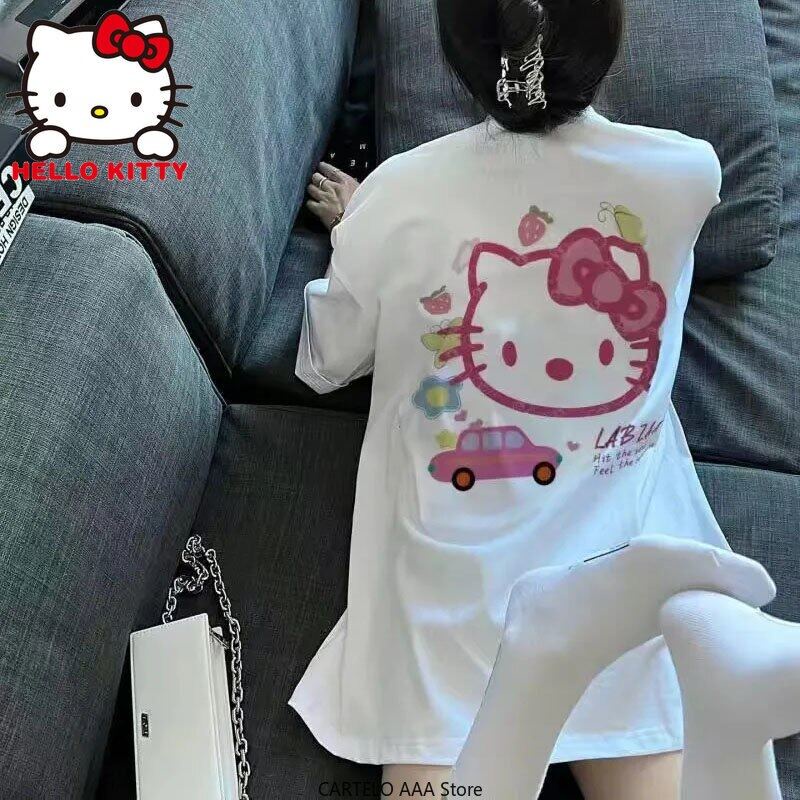 summer-hello-kitty-casual-short-sleeved-t-shirt-for-women-loose-korean-fashion-y2k-top-sanrio-clothes-streetwear-oversi